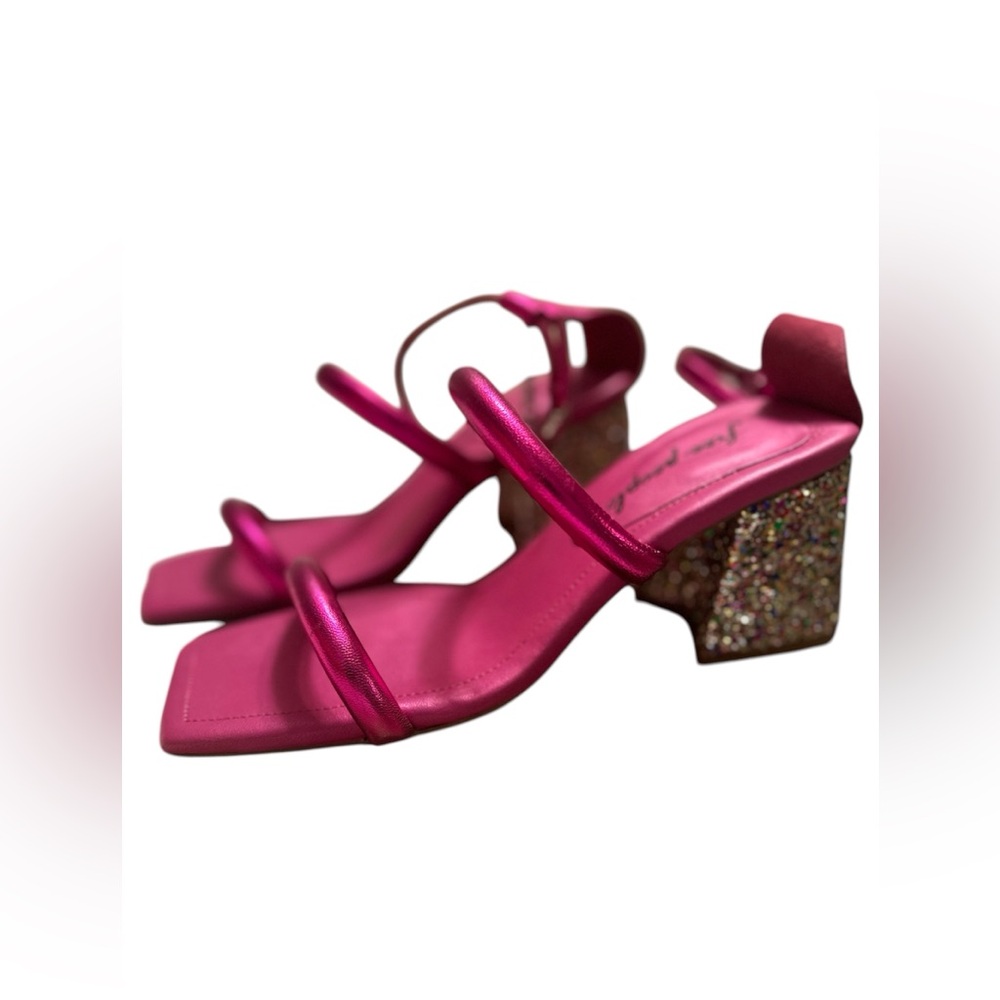 Free People Parker Hot Pink Chain Square Toe Heels